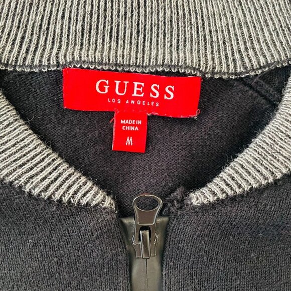 Guess Los Angeles Mens Gray Full Zip Pocket Rib Knit Cardigan Sweater Size M - Picture 3 of 8